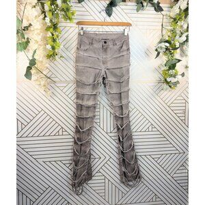 DARKER WAVES Women's Strappy Distressed Skinny Flare Pants Brown Tan Size XS